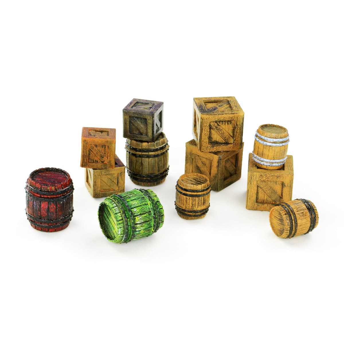 Wood Crates & Barrels Miniature Models - 4 Files for 3D Printable Tabletop Gaming Accessories